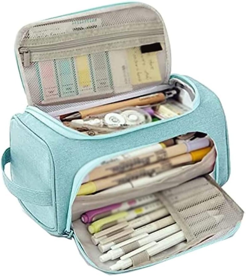 woobles Pencil Pouchs, Large Capacity Multi-Use Pencil Case with 2 Zipper, Stationery Organiser, Handheld Pen Bags, Cosmetic Bag for Office, School, Adults, Teens - Image 1